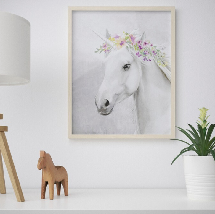 BILD Poster, Unicorno con fiori